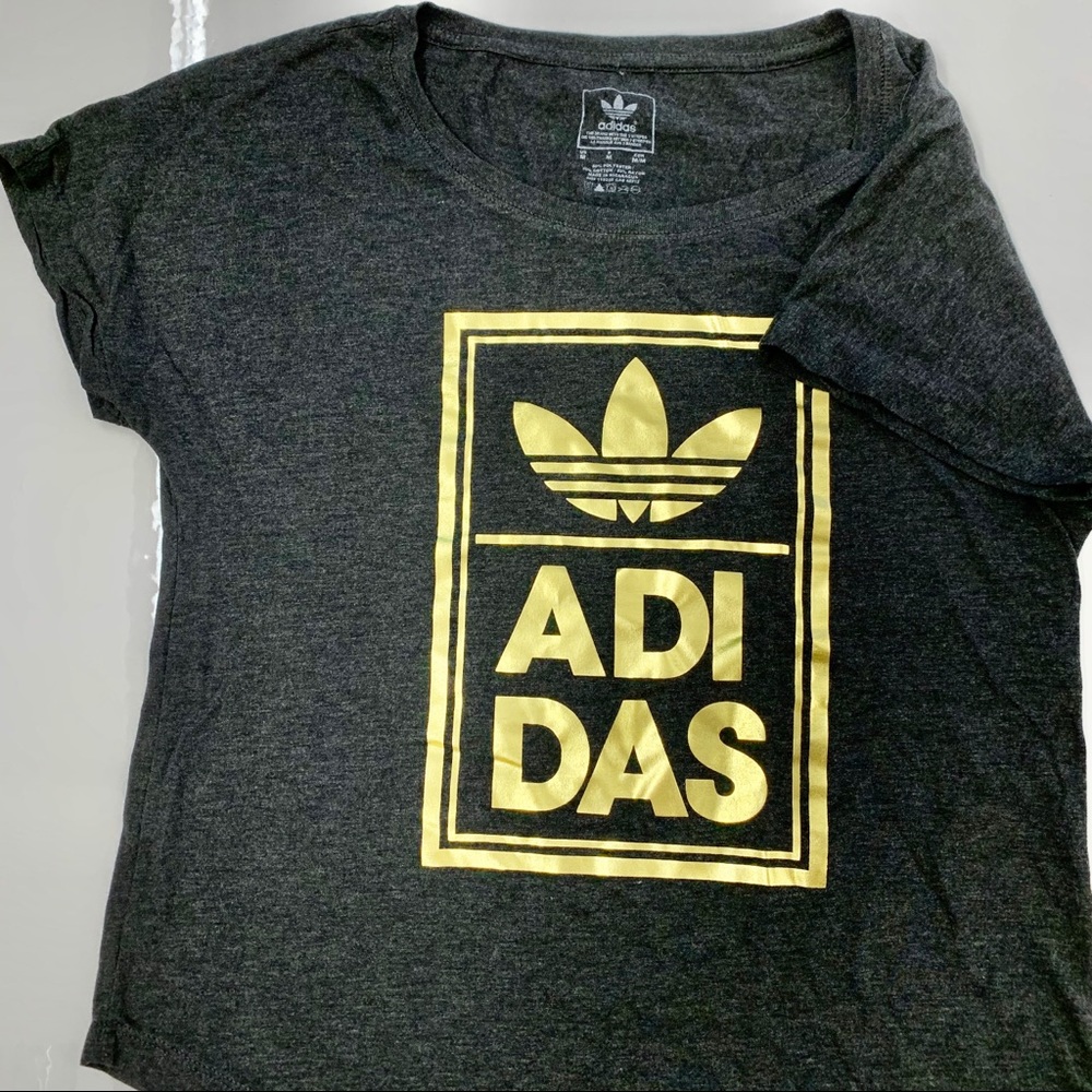 Adidas metallic gold logo t-shirt